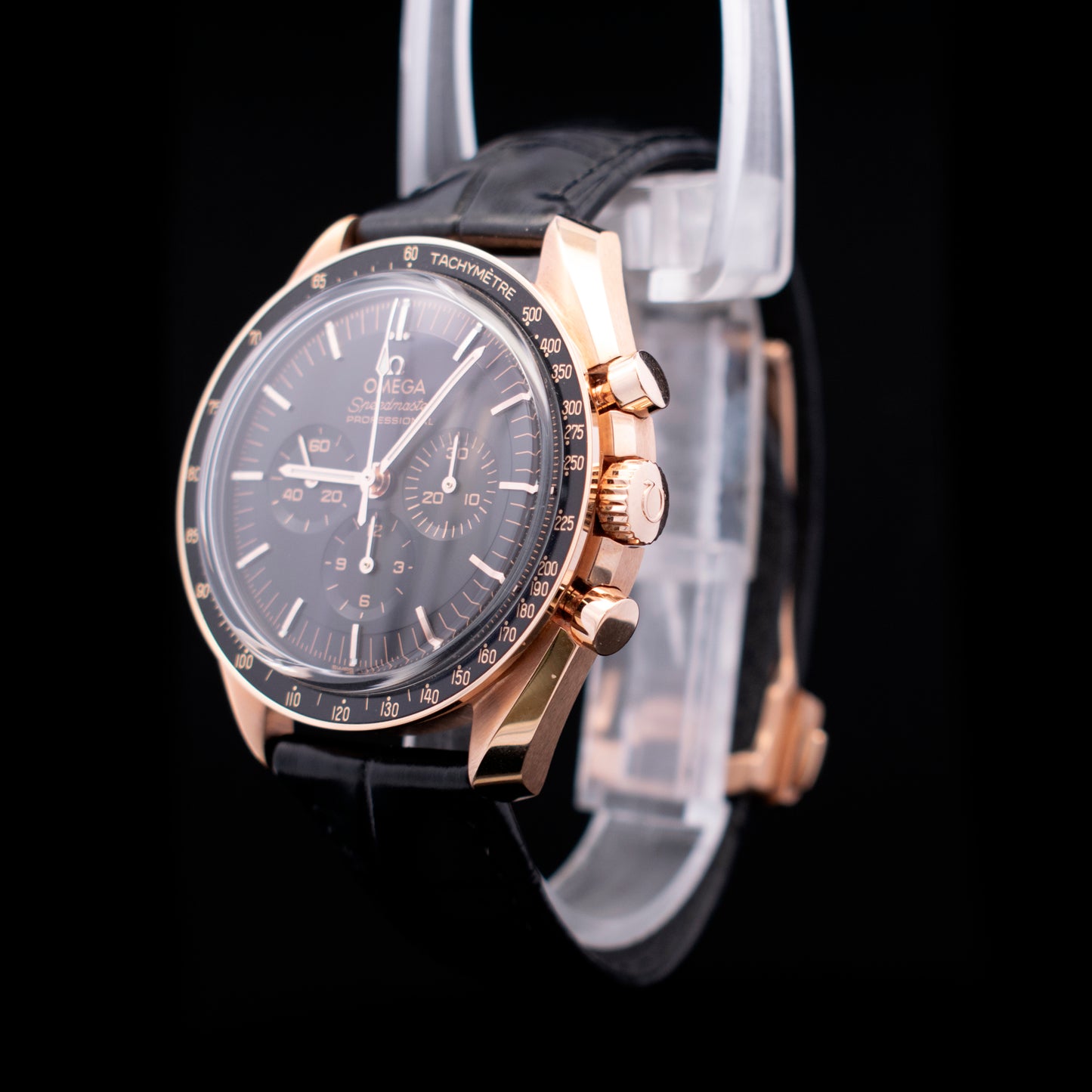 (#050 C-Tier) Speedmaster Moonwatch Professional 42mm, Sedna Gold on Leather Strap Model 310.63.42.50.01.001 |With Cards