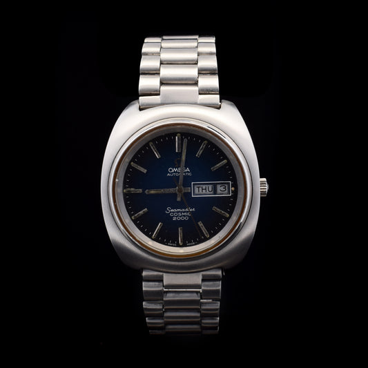 (#058 C-Tier) Omega Seamaster Cosmic 2000 39MM Blue "Spider" Dial Steel Bracelet Model 166.133